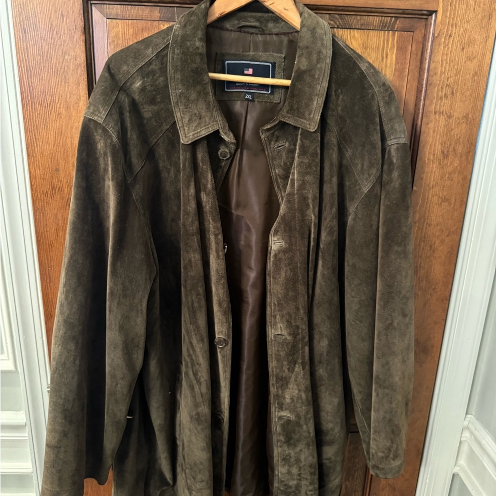 Mens Brown suede coat - Picture 2 of 12
